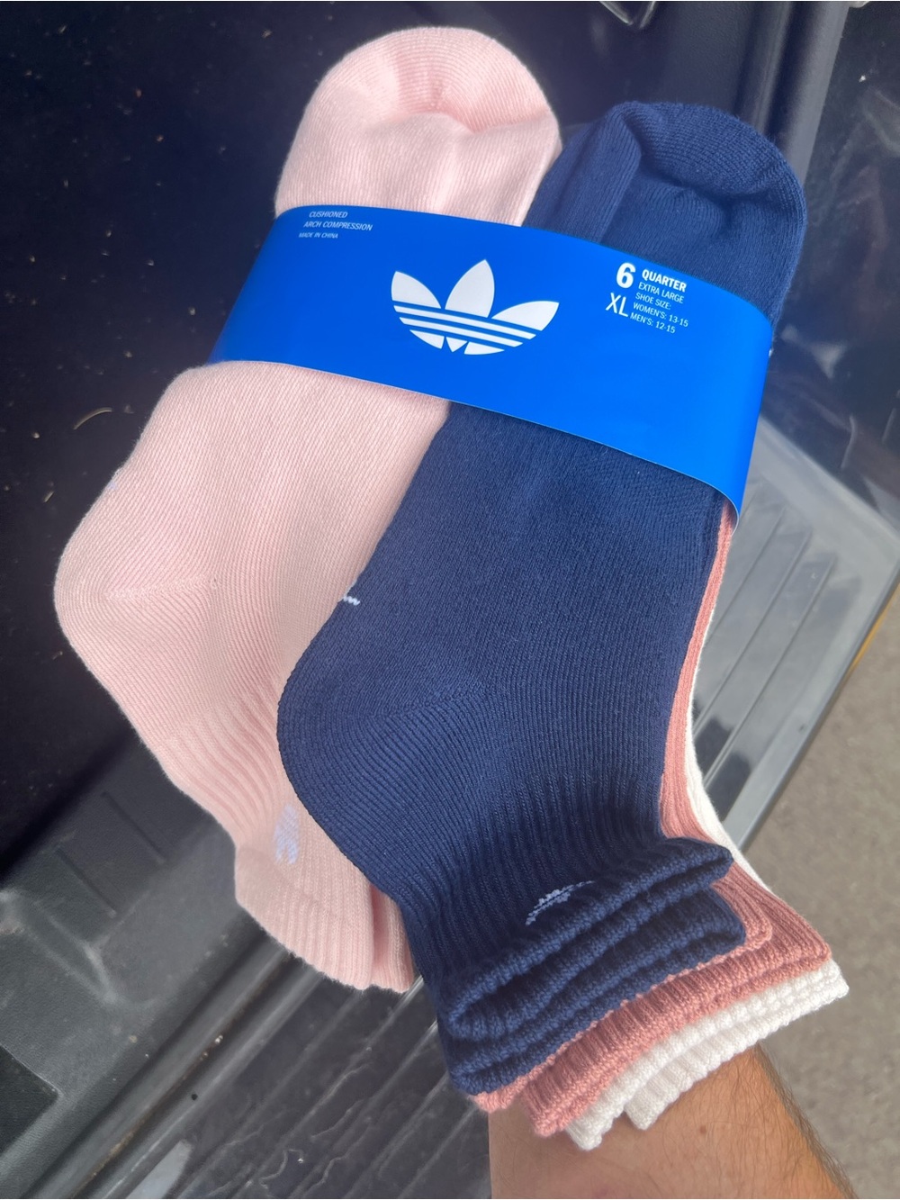 Mens Adidas Men’s 6-Pack Quarter Socks - mens 12-15 or women’s 13-15